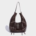 thumbnail image 1 of New Horn Shoulder Bag Motorcycle Style Cool Rivet Oil Leather Retro Brown Personality Niche Shopping Essential Versatile Handbag, 1 of 6
