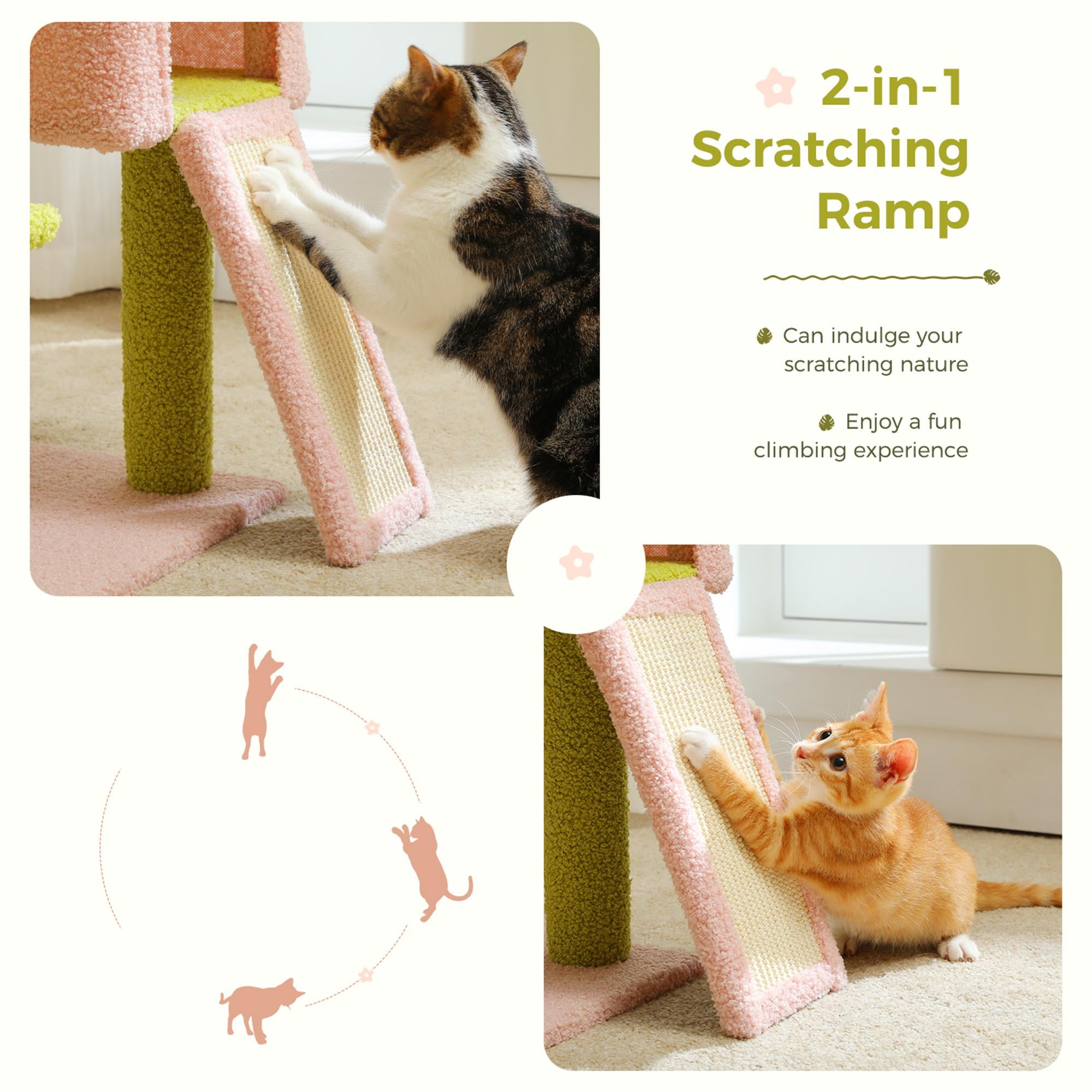 Kadyn 47" Flower Cat Tree Tower for Indoor Cats, Cat Condo with Pink Top Perch for Kittens, Cat Tree House with Sisal Scratching Posts, Pink