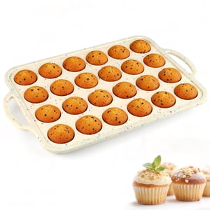AOKIWO 24-Cup Silicone Mini Muffin Pan with Metal Frame