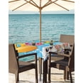 thumbnail image 3 of nqOlkjepod Blue Summer Pool Outdoor Tablecloth with Umbrella Hole & Zipper, Watermelon Swimming Ring Slippers Square Table Cover 60x60 Inch, Dining Waterproof Table Cloth Protector for Patio/Party, 3 of 7