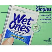 WET ONES Sensitive Skin Hand Wipes, Singles Extra Gentle Fragrance & Alcohol Free 24 ea (Pack of 5)