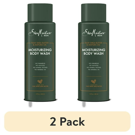 (2 pack) SheaMoisture Men Body Wash Cleanser to Clean and Hydrate Skin Raw Shea Butter & Mafura Oil Moisturizing 15 fl oz