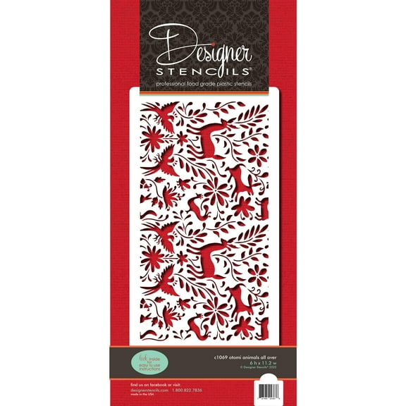 Otomi Animals All Over Cake Side Stencil SKU# C1069 by Designer Stencils