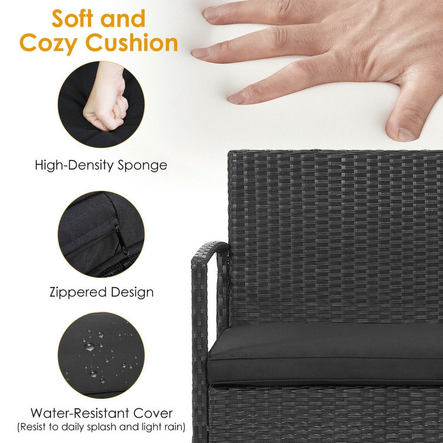 Aimee Lii Rattaner Outdoor Patio Furniture, 4 Pieces Patio Rattan Wicker Conversation Set Sofa Cushioned Wooden Tabletop, Black Aimee Lii Rattaner Outdoor Patio Furniture, 4 Pieces Patio Rattan Wicker Conversation Set Sofa Cushioned Wooden Tabletop, Black