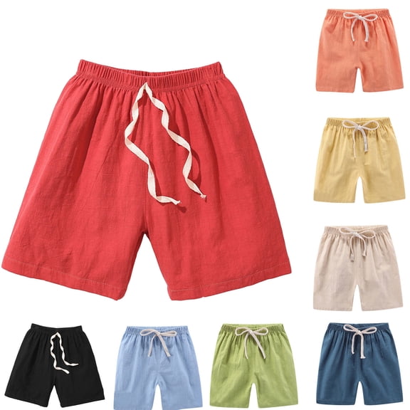 Liyamei Kids Drawstring Shorts with Loose Fit for Summer Casual School Wear Size 2-10,Beige