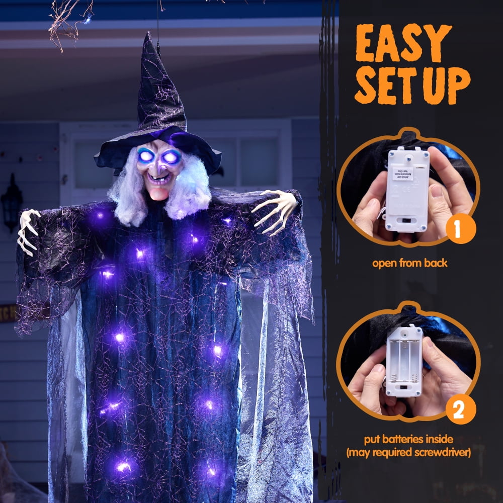 Syncfun 59 Inch Animated Halloween Witch Decoration,Outdoor