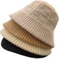 thumbnail image 5 of CoCopeaunts Plain Bucket Hat Women Girls Winter Warm Solid Color Beanie Hat Chunky Cable Knit Hats Foldable Floppy Knitted Cap, 5 of 8