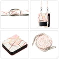 thumbnail image 3 of Compatible for Samsung Galaxy Z Flip4 Crossbody Slim Folding Case, Marble Pattern Luxury PU Leather Detachable Shoulder Strap Lanyard Shockproof Cover for Women Girls,Pink+White, 3 of 5