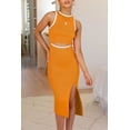 thumbnail image 4 of Vestido PRETTYGARDEN Z-Amarillo Grande Sin Mangas Midi Ajustado, 4 of 5