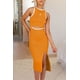 thumbnail image 4 of Vestido PRETTYGARDEN Z-Amarillo Grande Sin Mangas Midi Ajustado, 4 of 5