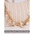 thumbnail image 4 of Gustave Women's Woven Straw Shoulder Bag Beach Small Underarm Tote Purse Boho Hobo Handbag with Seashell Pearl Beaded Chain for Summer Casual Vacation - White, 4 of 7