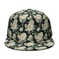 thumbnail image 2 of Floral & Skull Snapback Hat – Gothic Bloom Flat Brim Cap, Unique Streetwear Style, 2 of 8