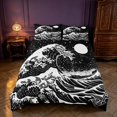 thumbnail image 2 of Homewish Ocean Wave Duvet Cover Queen, Black White Japanese Style Queen Bedding, Black Reversible 3-Piece, 1 Duvet Cover and 2 Pillowcases, 2 of 6