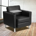 thumbnail image 2 of Flash Furniture George Black LeatherSoft Guest Chair with Tablet Arm, Tall Chrome Legs and Cup Holder, 2 of 12