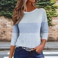 thumbnail image 3 of Cilsoka 3/4 Sleeve Shirts for Women Fall Striped Crew Neck Business Casual Tops Loose Three Quarter Length Work Blouses, 3 of 5