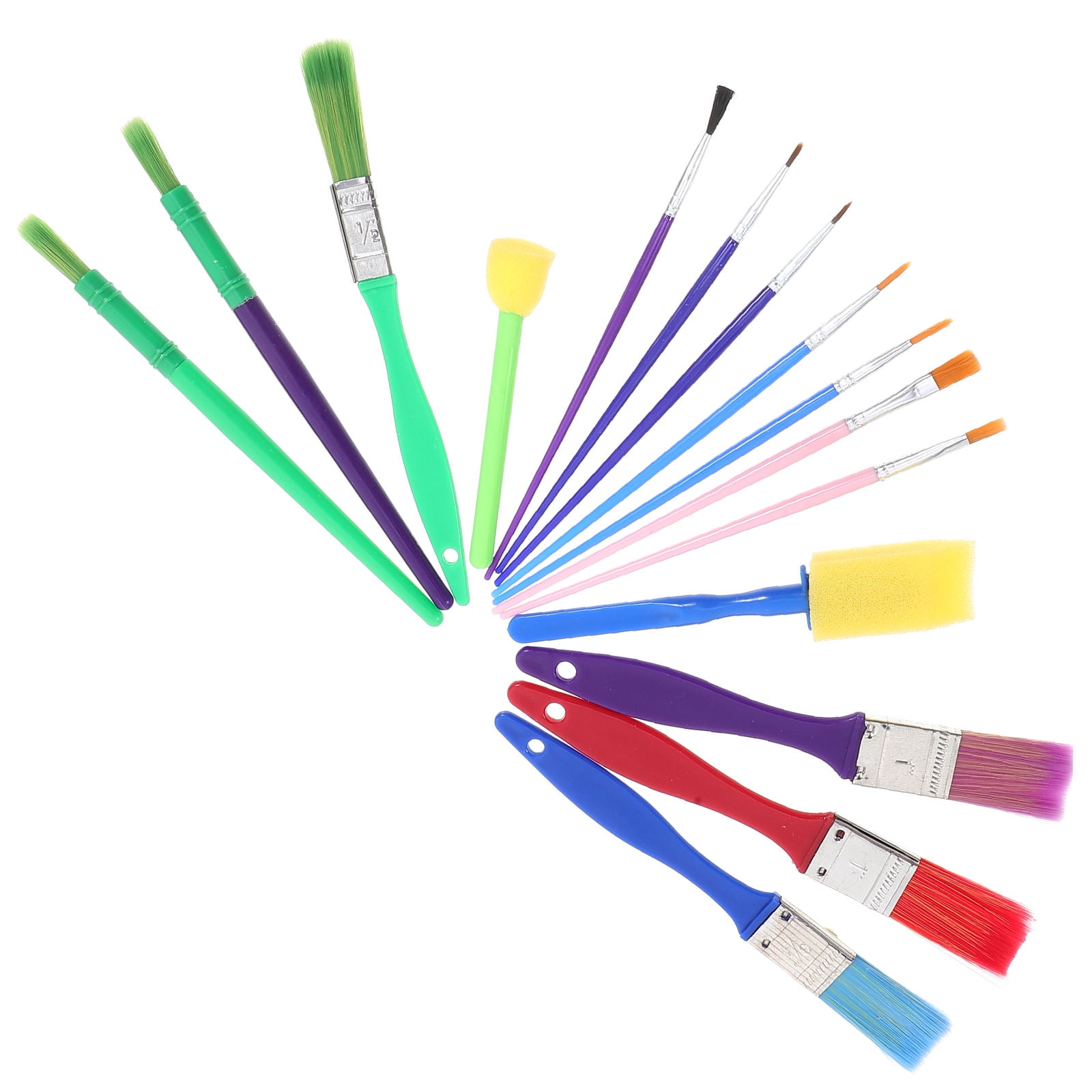 ELAYARD 15-Piece Plastic Handle Watercolor Brush Set for Painting
