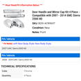 thumbnail image 2 of Door Handle and Mirror Cap Kit 4 Piece - Compatible with 2007 - 2014 GMC Sierra 2500 HD 2008 2009 2010 2011 2012 2013, 2 of 2