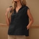 thumbnail image 2 of Manga larga blanca,Blusa de lentejuelas con cuello en V, camiseta informal holgada sin mangas, camisa de poliéster con brillo, ropa de fiesta para mujer, sopatenor, 2 of 9