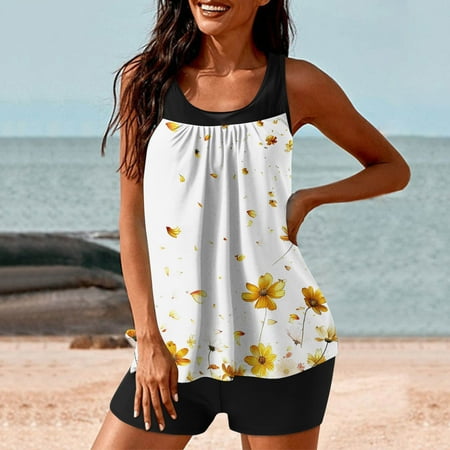 Odbmxy Tankini Swimsuits for Women Bikinis Sports Women Swimsuit Party Casual Two Piece Floral Swimwear L