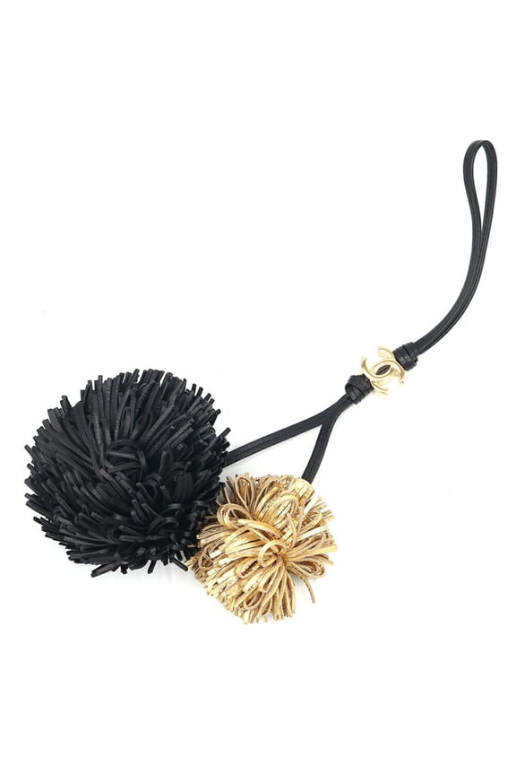 Pre-Owned Chanel Accessory Bag Charm AP5047 Black Gold Leather Metal T26X 2026 Model Handbag...