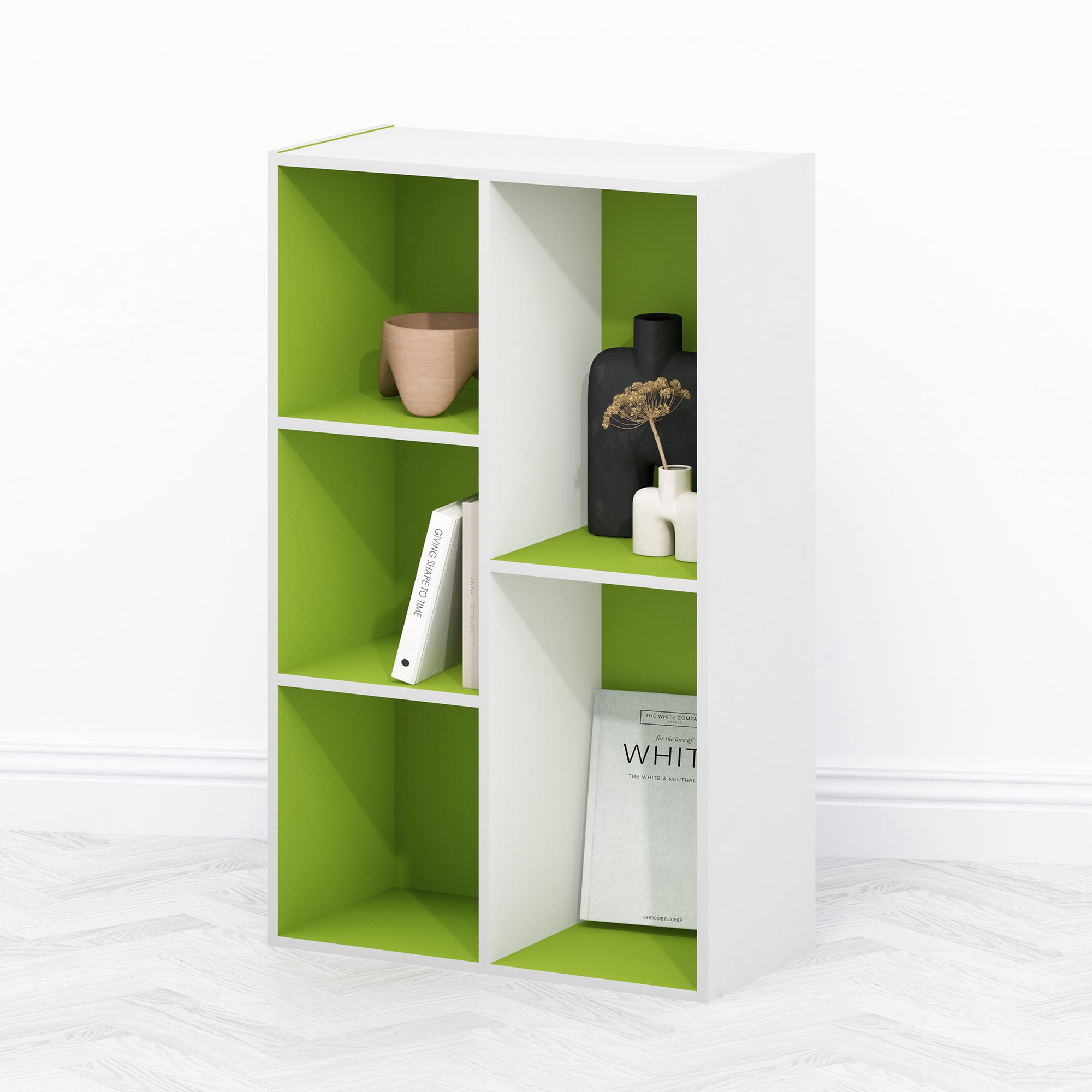 Furinno Tomi Organizer Bookcase, Bookshelf, 5-Cube, Green