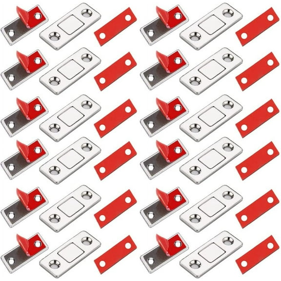 12 Pack Ultra Thin Magnetic Catch for Cabinets, Stainless Steel Magnetic Cabinet Latches for Sliding Doors, Windows, Kitchen Cupboards - White