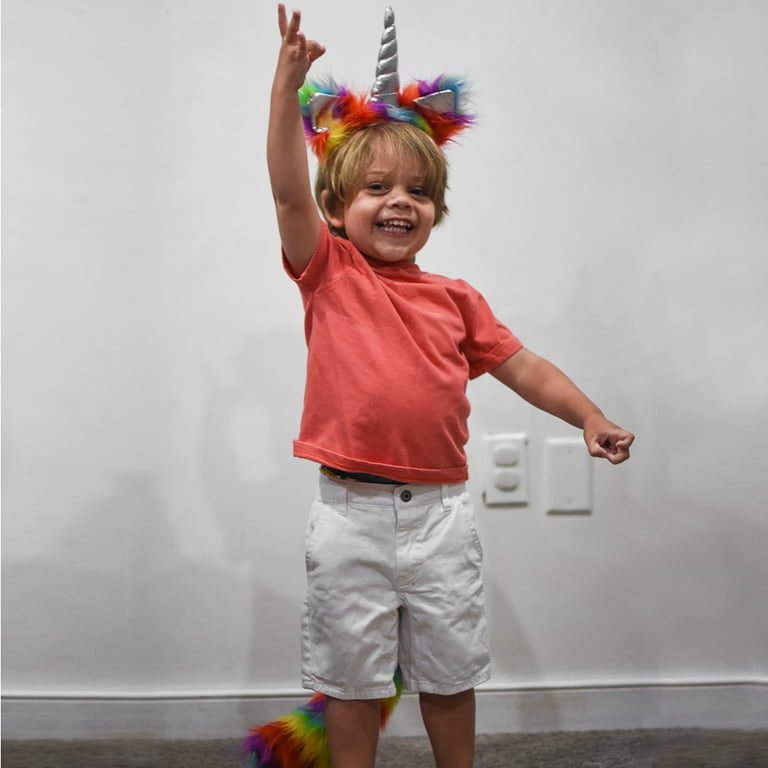 Cute Rainbow Unicorn Dress Up Kit Horn Ears Headband Tail Halloween Costume Set Cute Rainbow Unicorn Dress Up Kit Horn Ears Headband Tail Halloween Costume Set