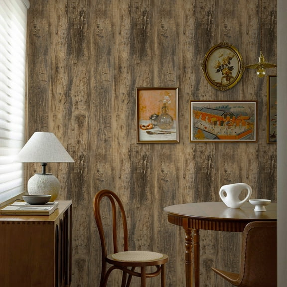Abyssaly 15.7" x 236" Brown Wood Contact Paper Wood Peel and Stick Wallpaper Self-adhesive Vintage Natural Wood Wallpaper Suitable for Shelves, Home Decor, Kitchen Counter