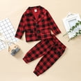 thumbnail image 2 of HBFAGFB Pyjamas pour Enfants Vêtements pour Bébé Garçon Hauts à Manches Longues à Carreaux Pantalons Confort Rouge Taille 90, 2 of 4