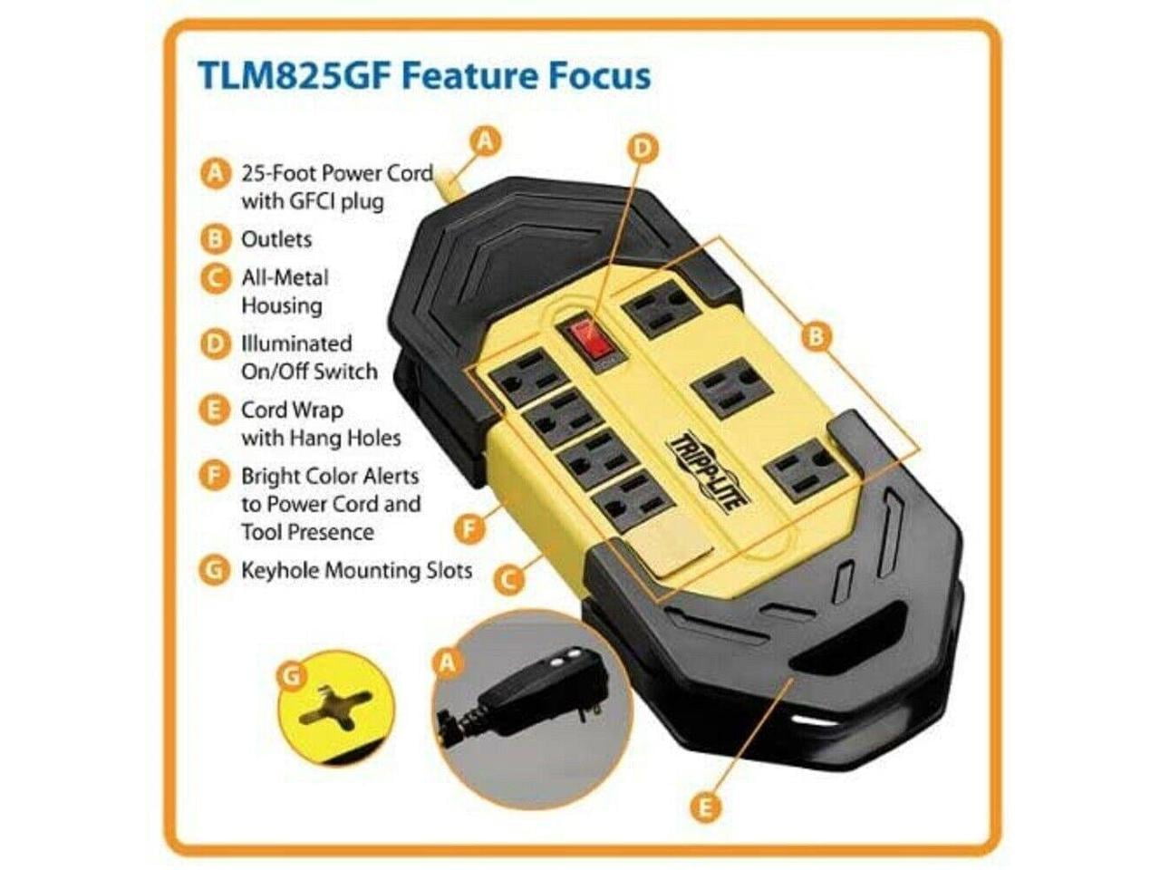 Tripp Lite Power It! 8-Outlet Safety Power Strip, 25-ft. Cord with GFCI Plug