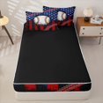 thumbnail image 4 of Manfei Baseball Zipper Twin Comforter Sets with Fitted Sheet and 2 Pillowcases,Rustic Usa Flag Zipper Bedding Set,Red Black Stripes Decor,Black Reversible,4pcs, 4 of 8