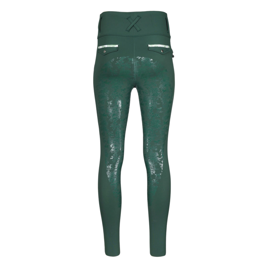 Dapplebay Kids Equestrian Toile Essential Tights-Evergreen-14-16