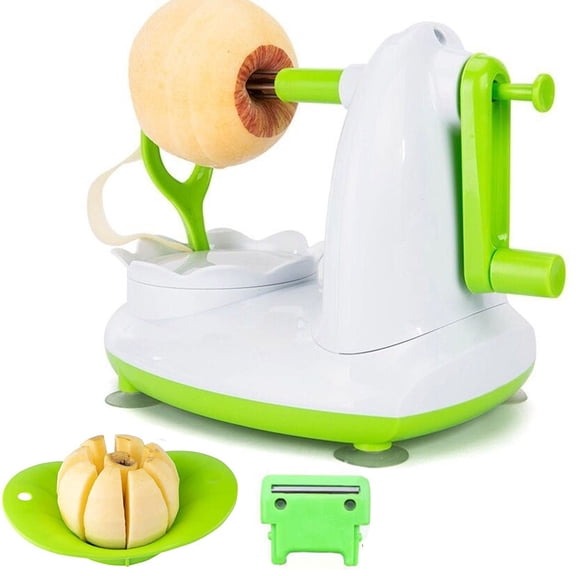 Upgraded Manual Apple Peeler Corer Slicer Set - Includes Replacement Blade & Fruit Divider for Apples, Pears and Oranges