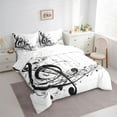 thumbnail image 3 of Homewish Black Musical Note Twin Bedding Sets 7-Piece, Modern Pop Music Bedding Comforter Set, Teens Kids Boys Girls Reversible Sheet Sets, Luxury Bedroom Decor, 3 of 7