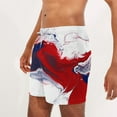 thumbnail image 5 of Brnmxoke 5 Inch Mens Swim Trunks Quick Dry Board Shorts Stretch Breathable Fit American USA Flag Print Beach Shorts Big and Tall Mens Swimwear Bathing Suits Red,XXL, 5 of 6