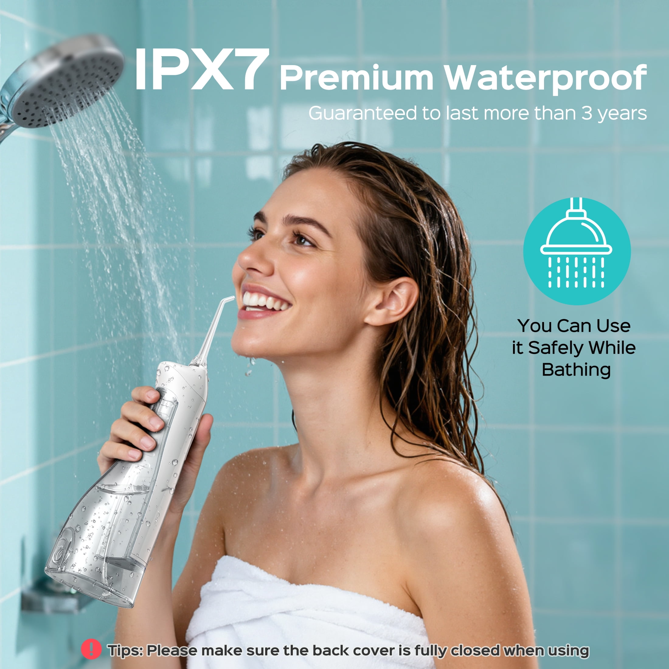 COSLUS CX20 Water Dental Flosser Teeth Pick,300ML Tank IPX7 Waterproof Portable Rechargeable Water Flosser Dental Oral Irrigator for Home and Travel White