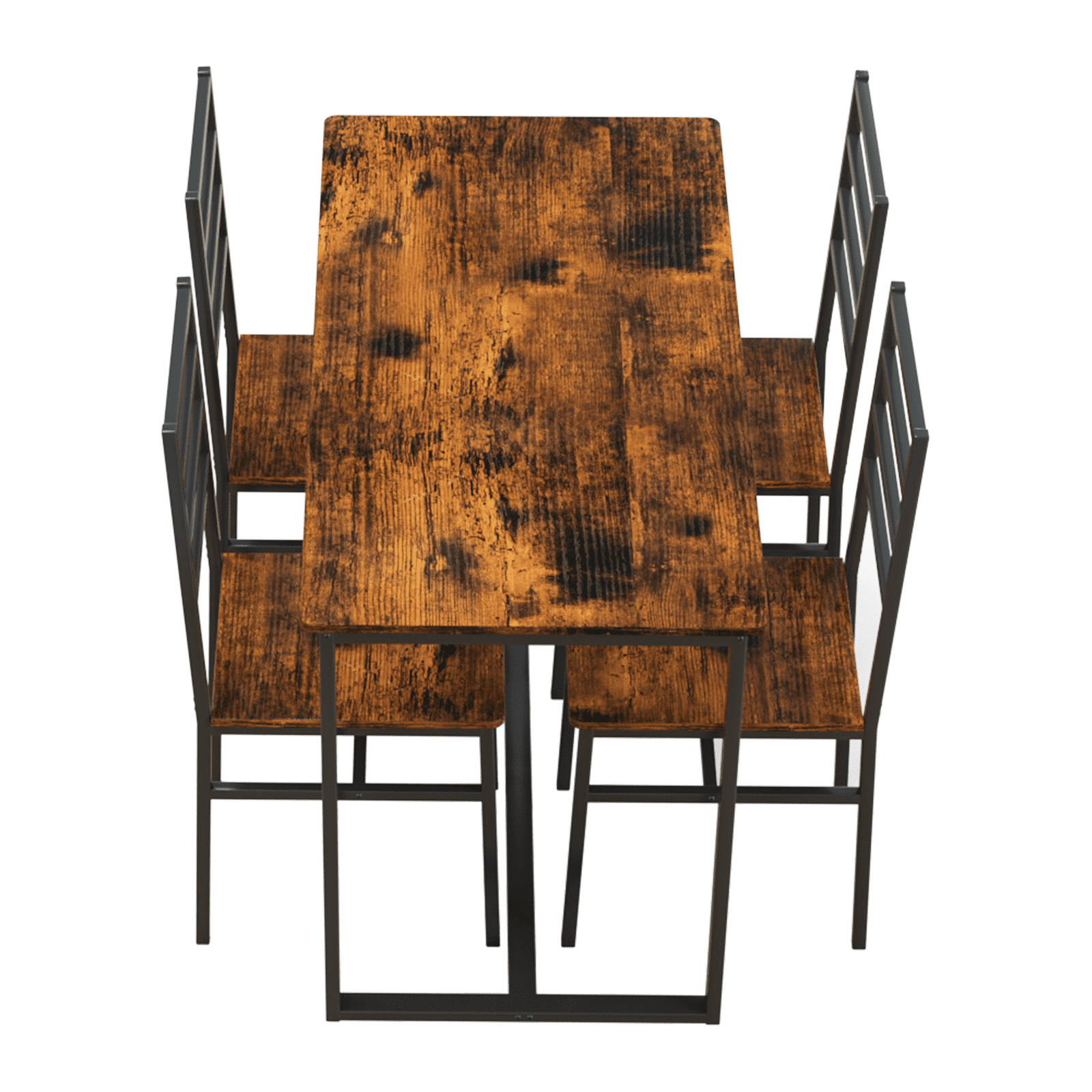 Dining Table Set 5-Piece Kitchen Table and Chairs Table Set for 4,&nbsp;Modern Set with Matte Black Iron Frame and MDF Top, for Dining Room and Small Spaces, Dark Walnut