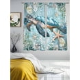 thumbnail image 3 of Sheer Curtains 72 Inches Long, Vintage Teal Nautical Beach Botanical Light Filtering Window Curtains for Living Room, Sea Turtle Coastal Rod Pocket Voile Sheer Curtain Drapes, 52"W x 72"L, 2 Panels, 3 of 9