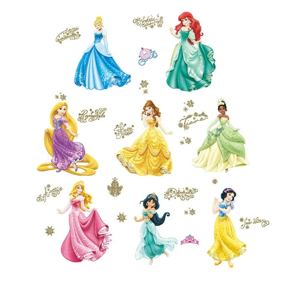 1 Feuille/27 Pcs Autocollant Mural de Conte de Fées Princess pour Chambre d'Enfant Porte pour Fille Déco Maison