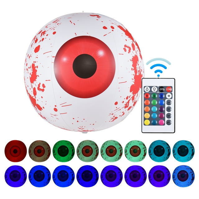 24Inch Inflatable Eyeball LED Lights Halloween Decorations Luminous Eyeballs With