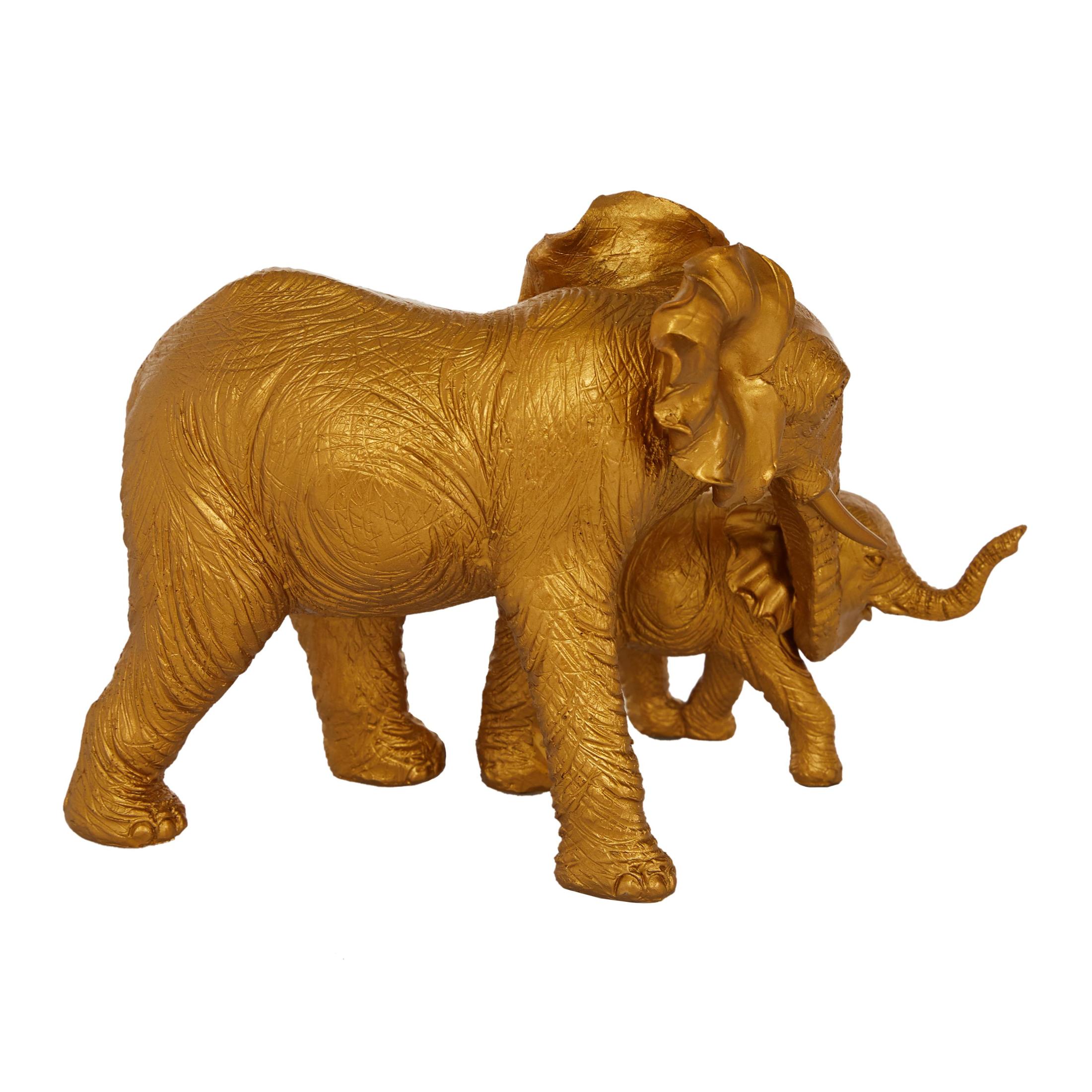 6" x 7" Gold Polyresin Elephant Sculpture, by DecMode