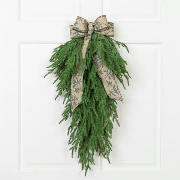 Norfolk Pine Artificial Christmas Teardrop Swag - 28"