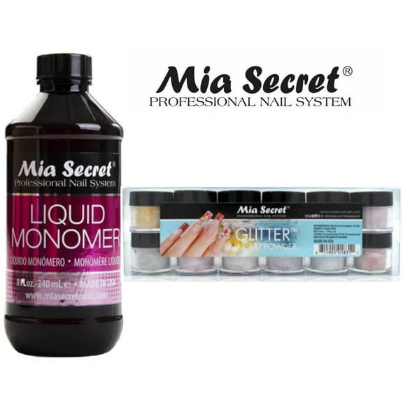Mia Secret - Monomer 8 oz   Glitter 12 Colors Set