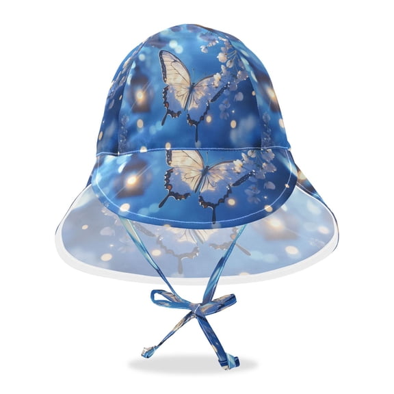 YAZAOO Sun Hat Wide Baby Summer Sun Protection Butterflies Flowers and Glowing Lanterns Printed Hat