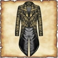thumbnail image 4 of Men's Fashion Festival Performance Gothic Punk Tailcoat Jacket Black Brocade Brocade Wedding Jacket, 4 of 8