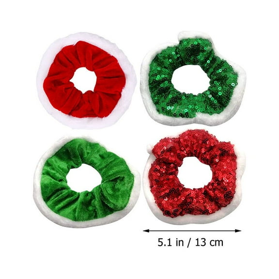 YOSADIER 4Pcs Christmas Hair Scrunchies Assorted Colors Elastic Hair Bands for Holiday Decor