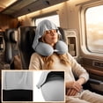 thumbnail image 5 of Neck Pillow U-Shaped with Attached Hood Memory Foam Beige Portable Single Pack for Airplane Car Travel, 5 of 6