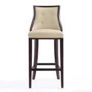 Manhattan Comfort Fifth 31.5 Faux Leather Barstool in Cream/Walnut