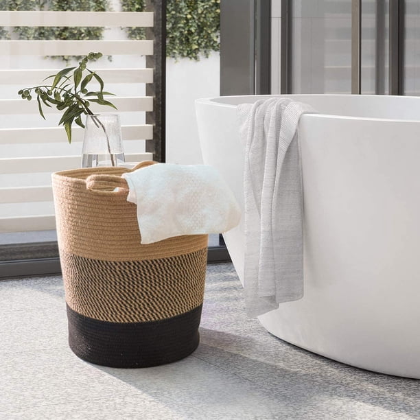 OIAHOMY - Cesta de lavandería de 80 litros con asas, cesta decorativa para sala de estar, cesta
