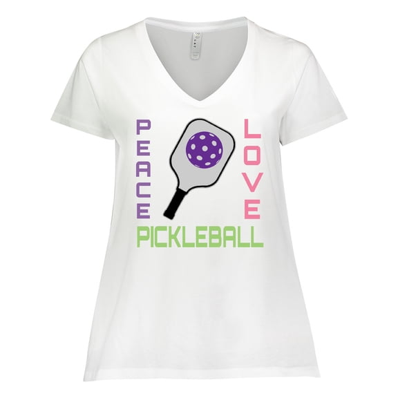Inktastic Peace Love Pickleball Women's Plus Size V-Neck T-Shirt